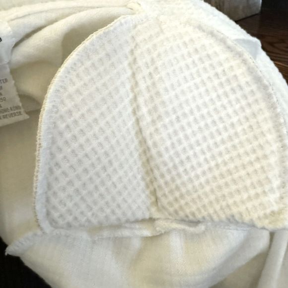 Miss Elaine VTG Robe Wms Sz L White Waffle Knit w/Embroidered Collar Front Zip - Picture 9 of 11